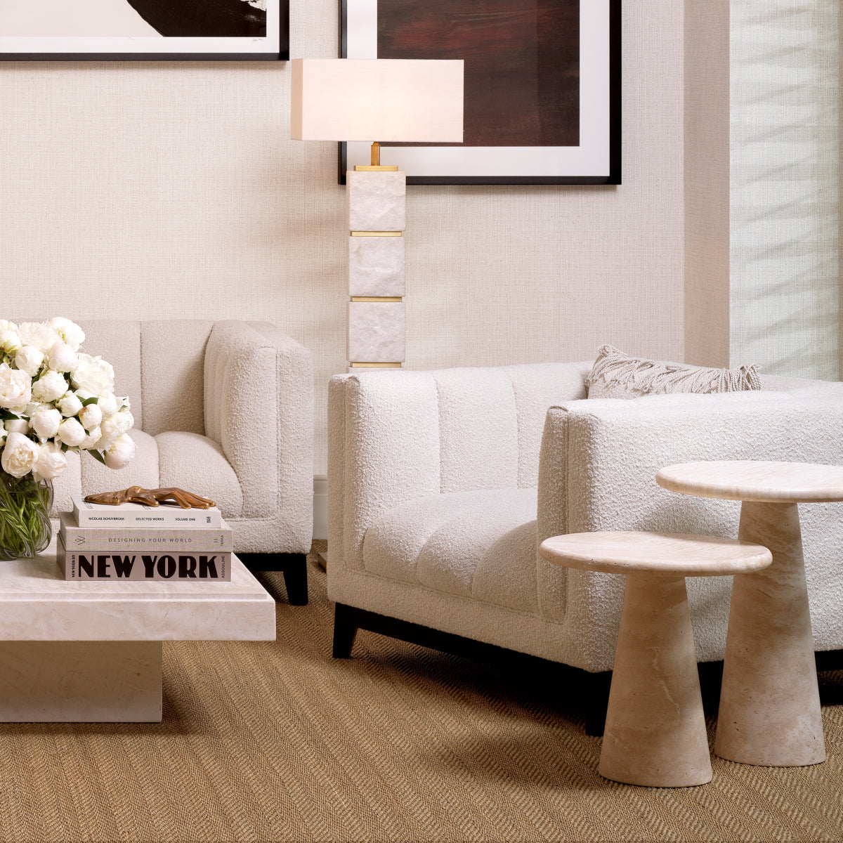 Limestone Pedestal Side Table Adriana | Eichholtz Miami
