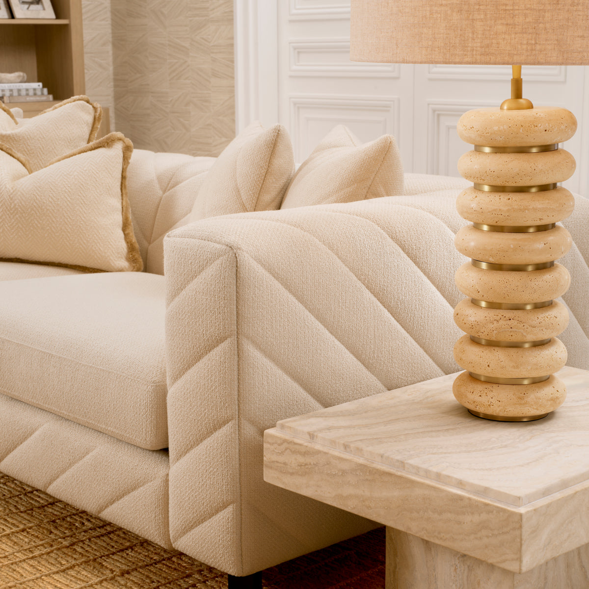 Herringbone Pattern Fringed Cushion L Kauai | Eichholtz Miami