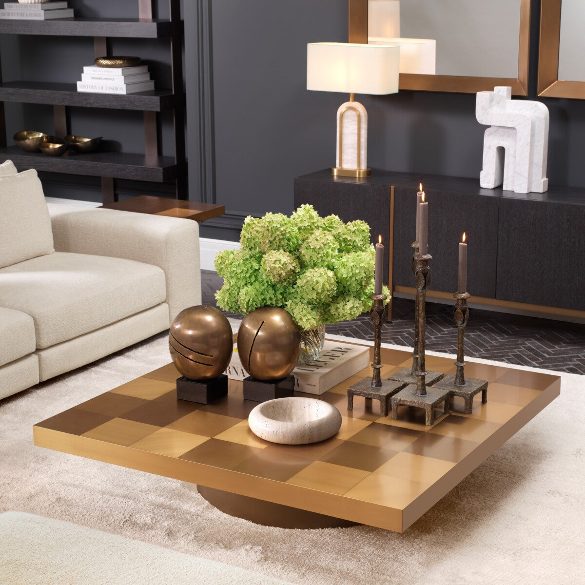 Square Gold Coffee Table Laporte | Eichholtz Miami