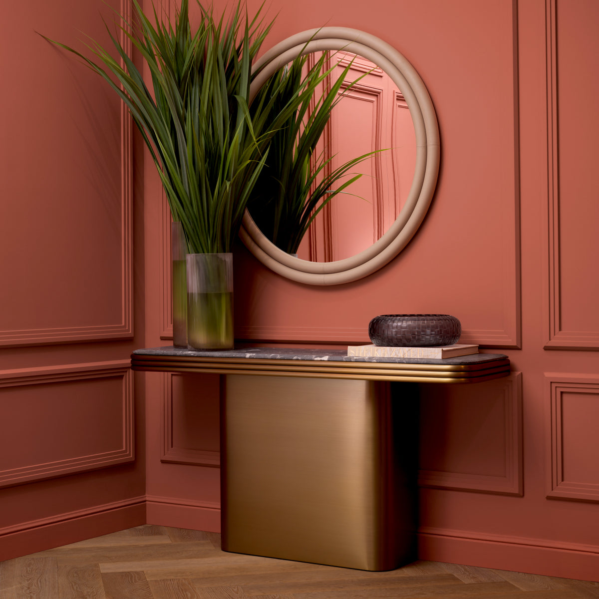 Leather Round Mirror Bastioni | Eichholtz Miami