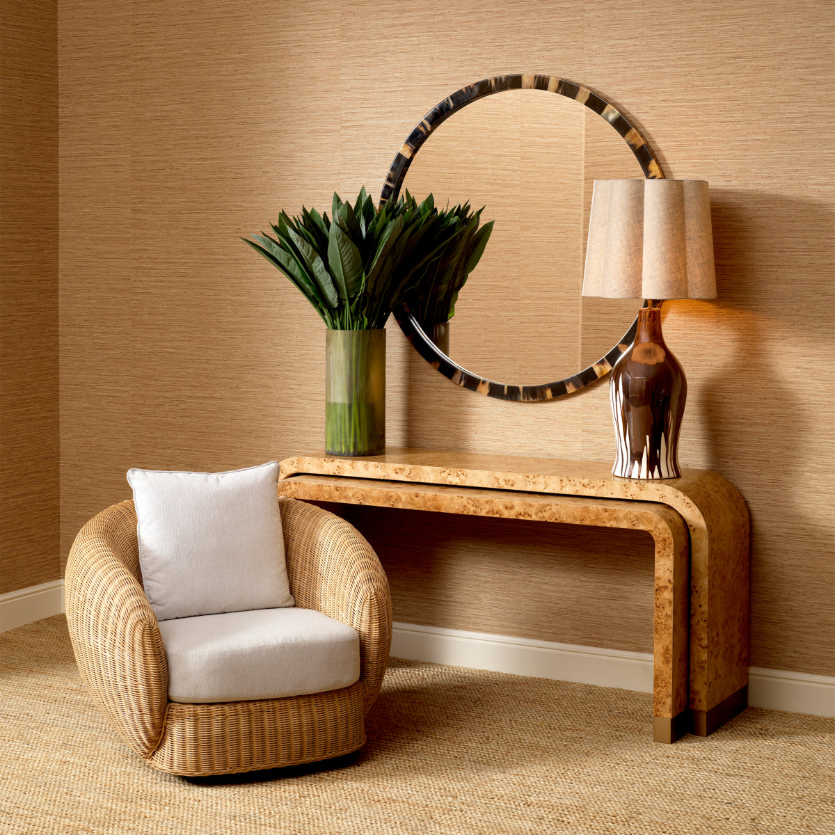 Curved Natural Rattan Chair Rafael | Eichholtz Miami