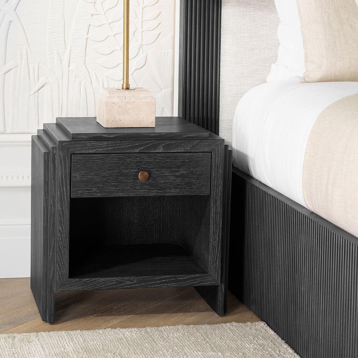 Oak Wooden Nightstand ArtDeco | Eichholtz Miami