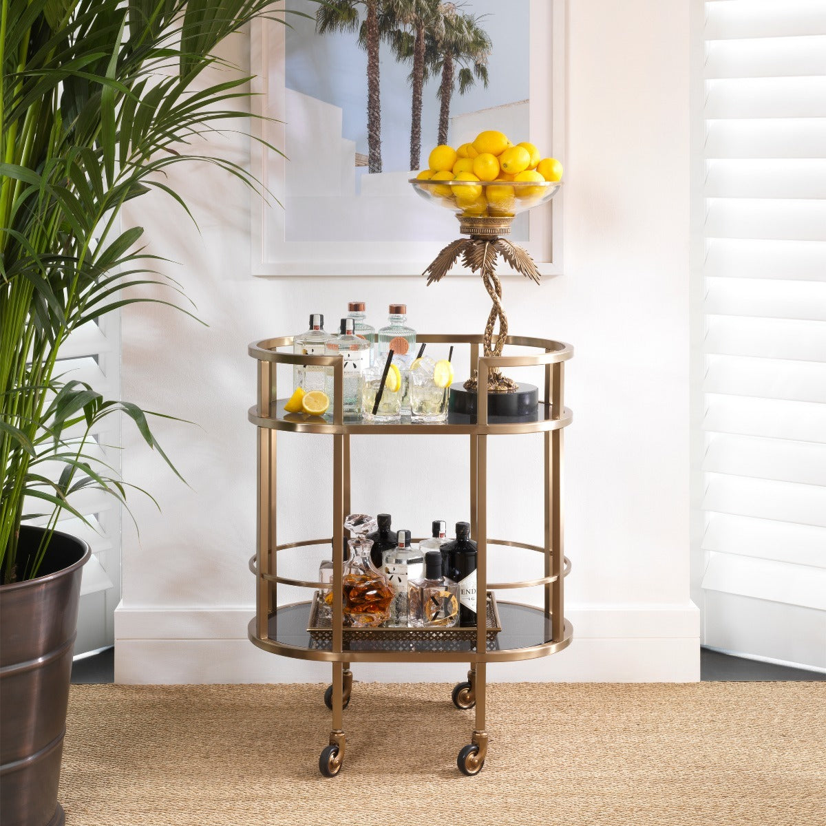 Smoked Glass 2-Layer Trolley Townhouse | Eichholtz Miami