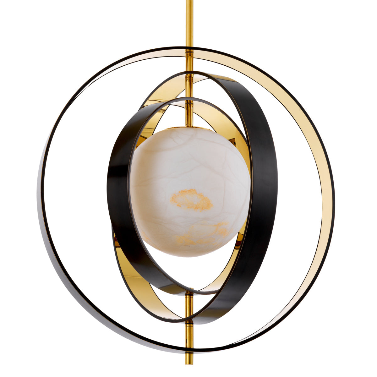 Gold Ringed Alabaster Chandelier Pearl