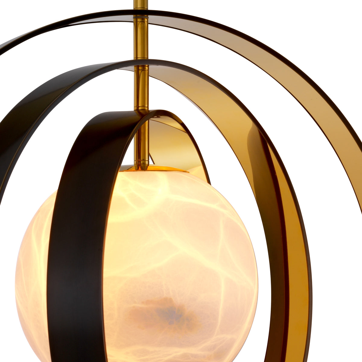Gold Ringed Alabaster Chandelier Pearl