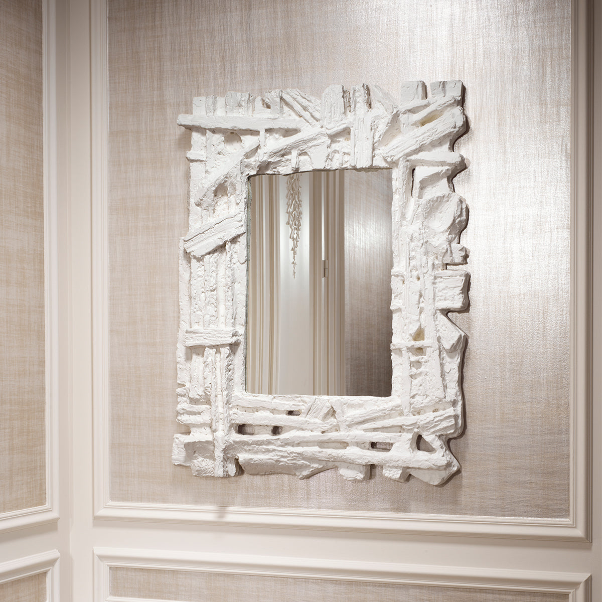 Matte White Mirror Masonic | Eichholtz Miami