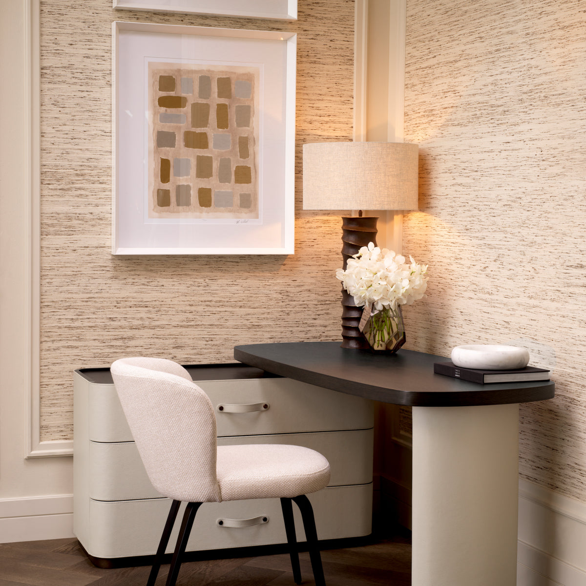 Gray Leather Rotating Desk Numana | Eichholtz Miami