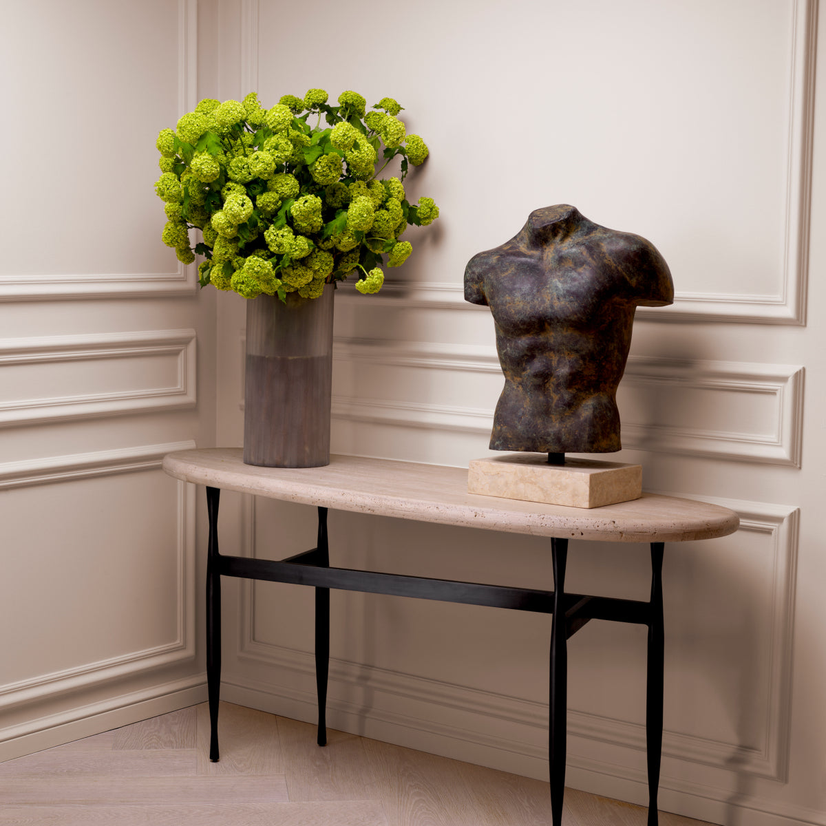Oval Travertine Console Table Palermo | Eichholtz Miami