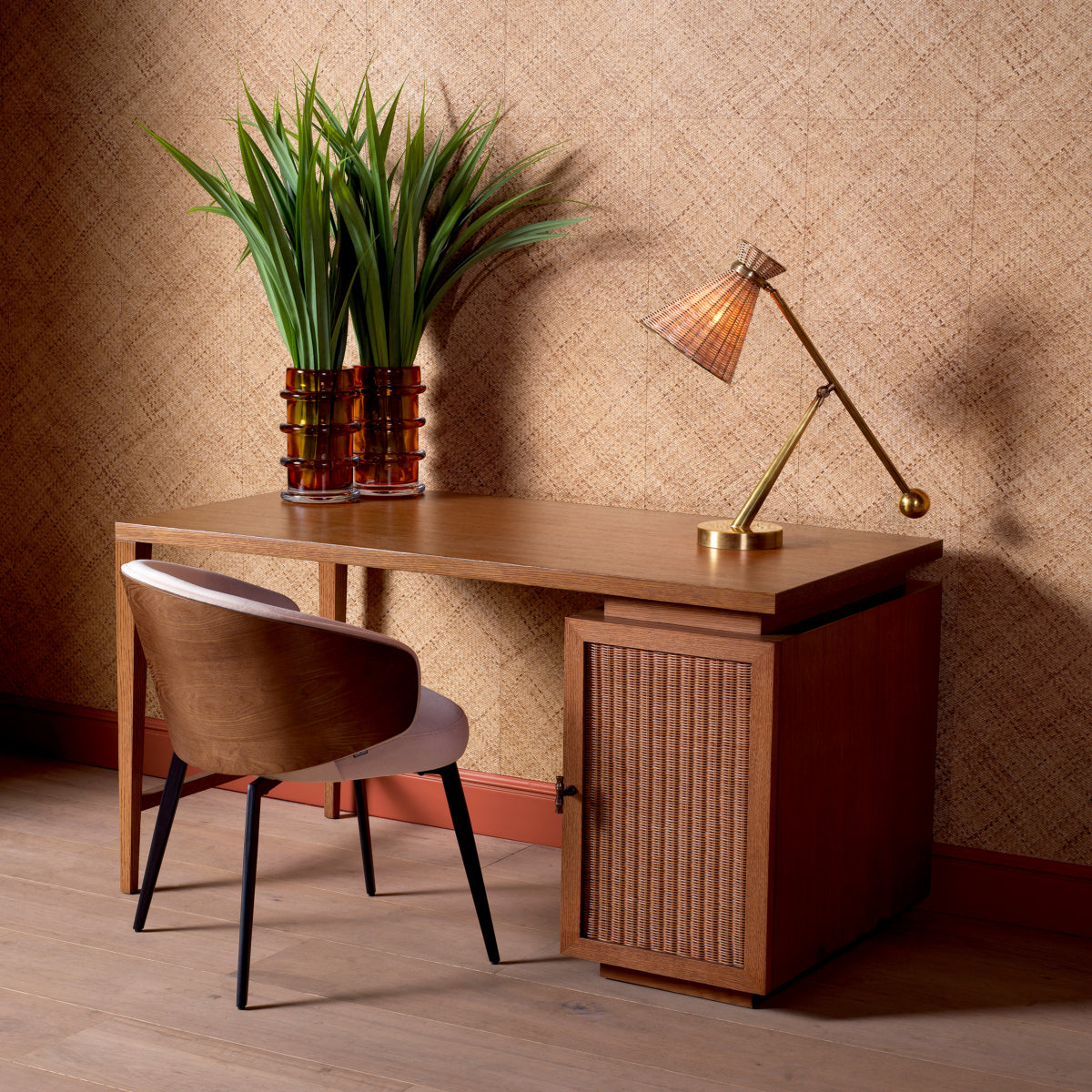 Rattan Door Wooden Desk Borchard | Eichholtz Miami