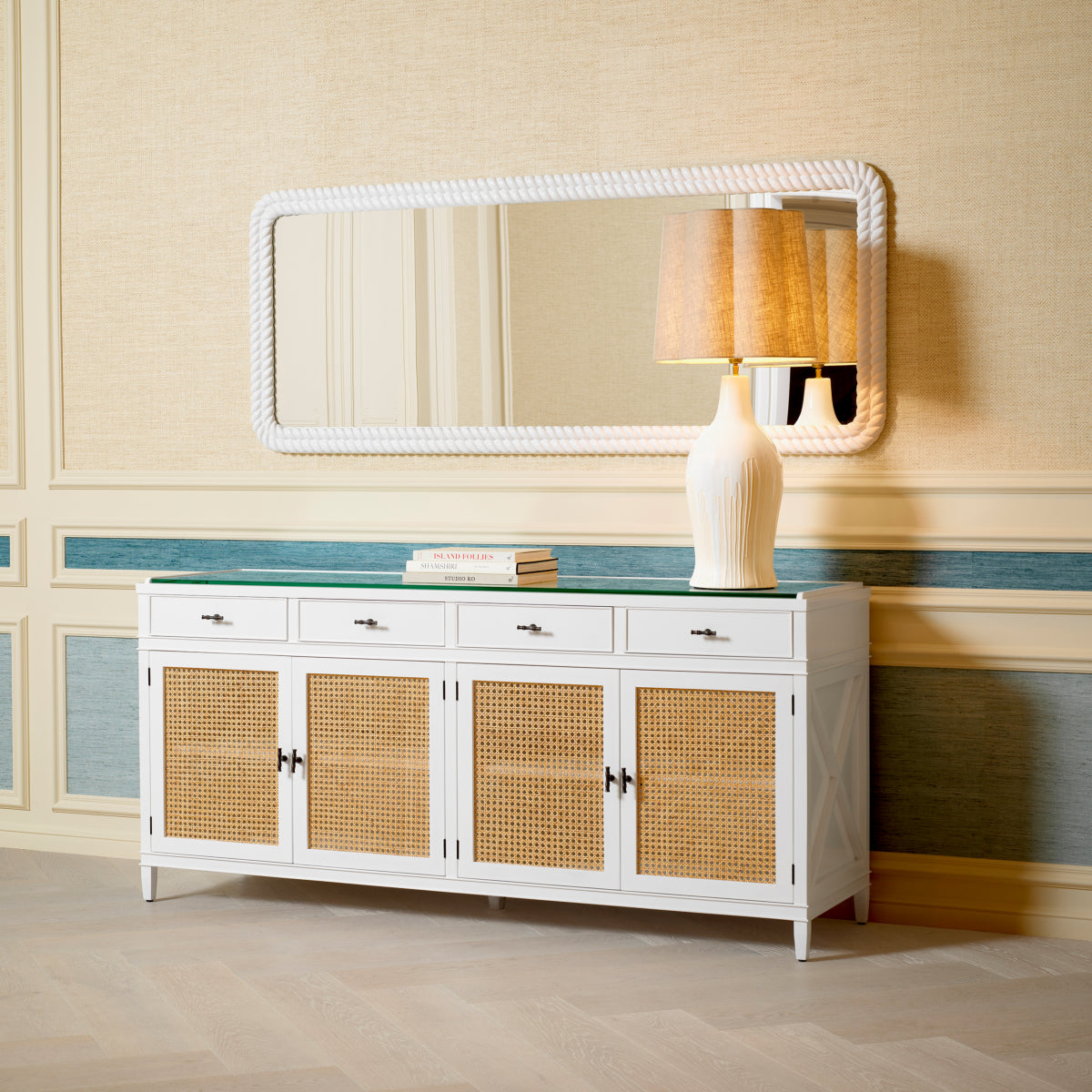 White Handcarved Mirror Viviana | Eichholtz Miami