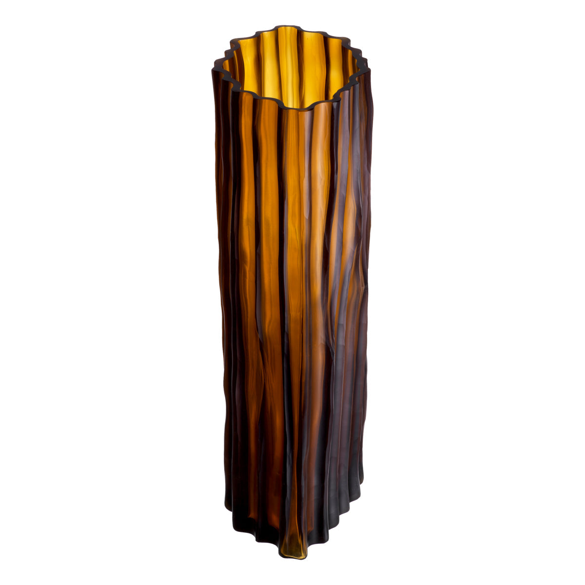Fluted Amber Glass Vase Vivente | Eichholtz Miami