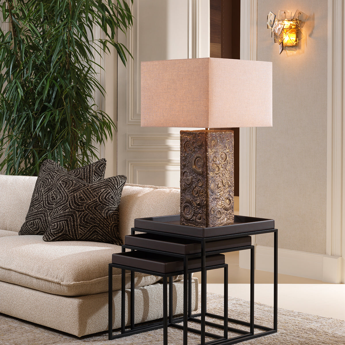 Black Geometric Pattern Cushion Camari | Eichholtz Miami