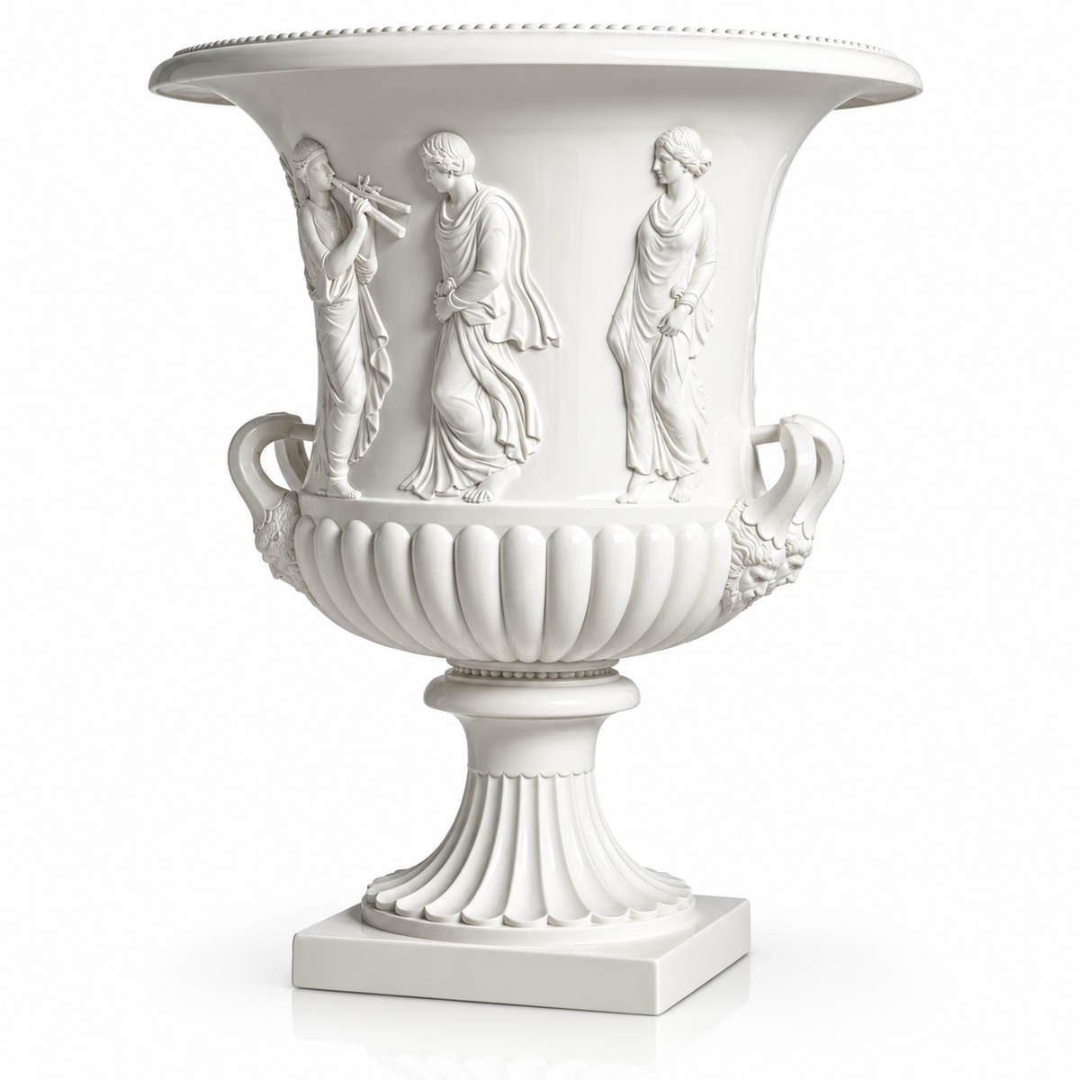 White Classical Relief Vase Calyx-krater