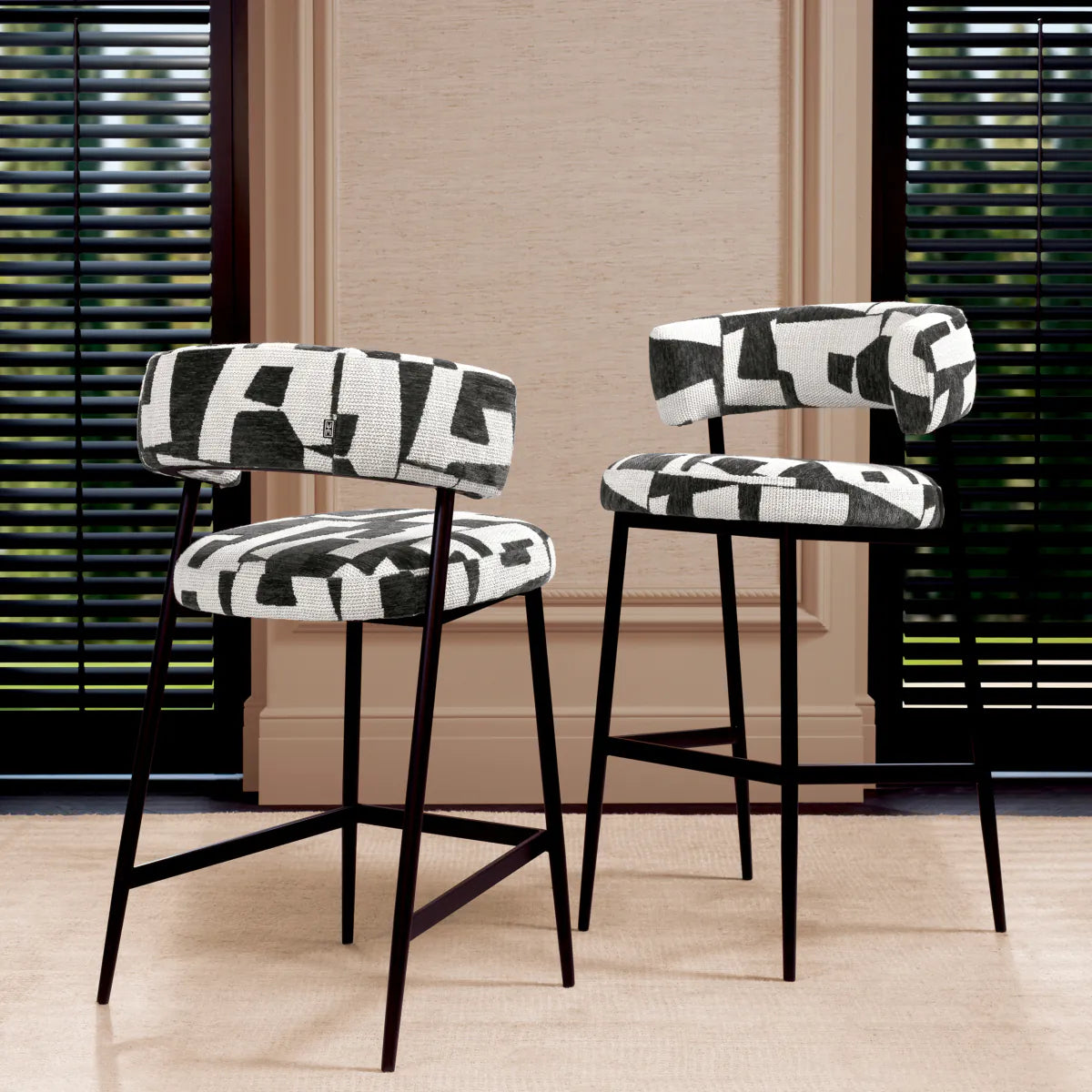 Brooklyn Black Bar Stool Folsom | Eichholtz Miami