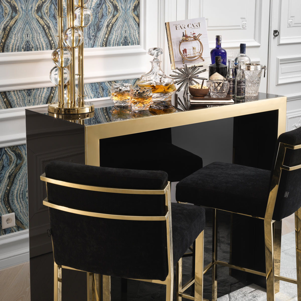 Black Upholstered Bar Stool Scott | Eichholtz Miami