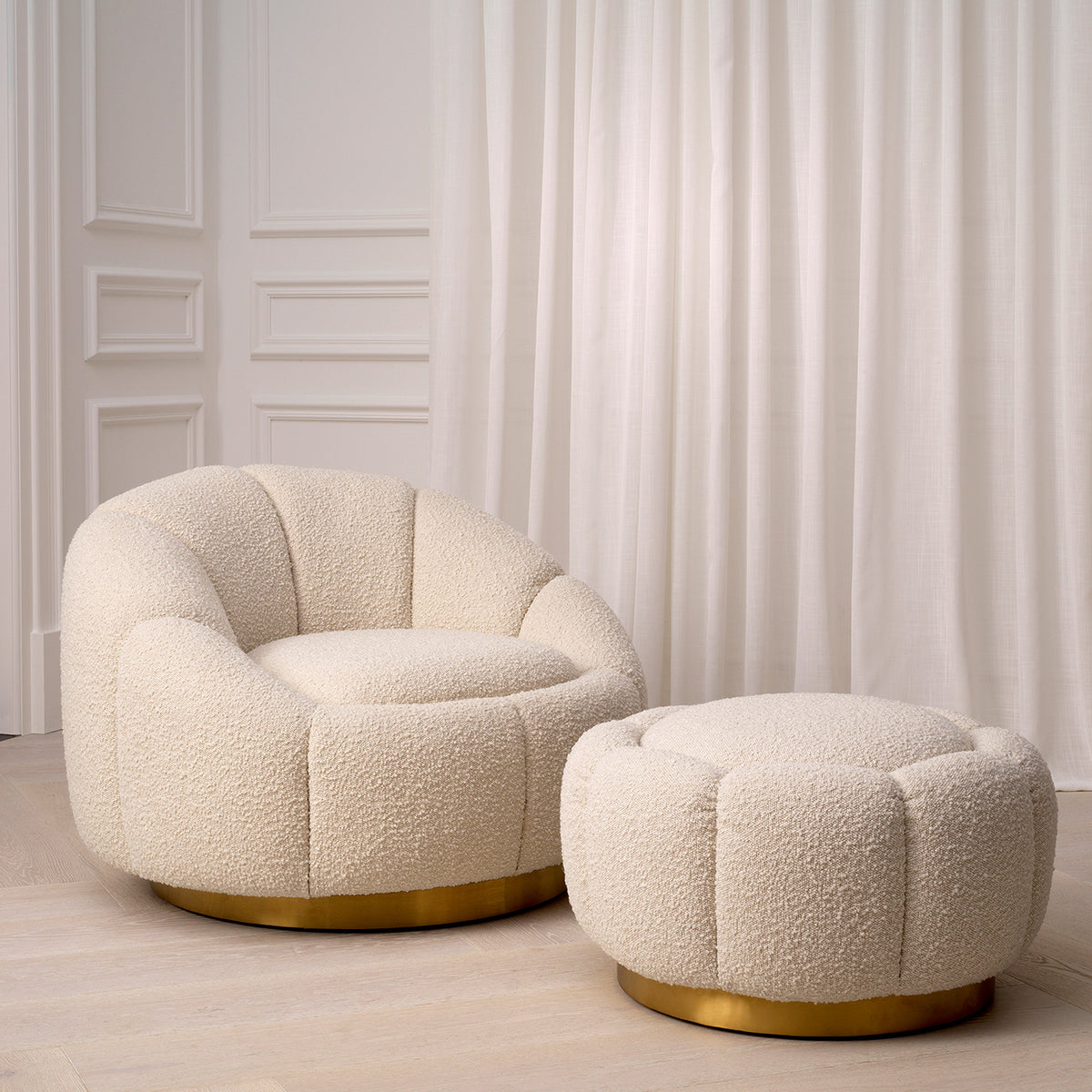 Cream Boucle Ottoman Inger | Eichholtz Miami