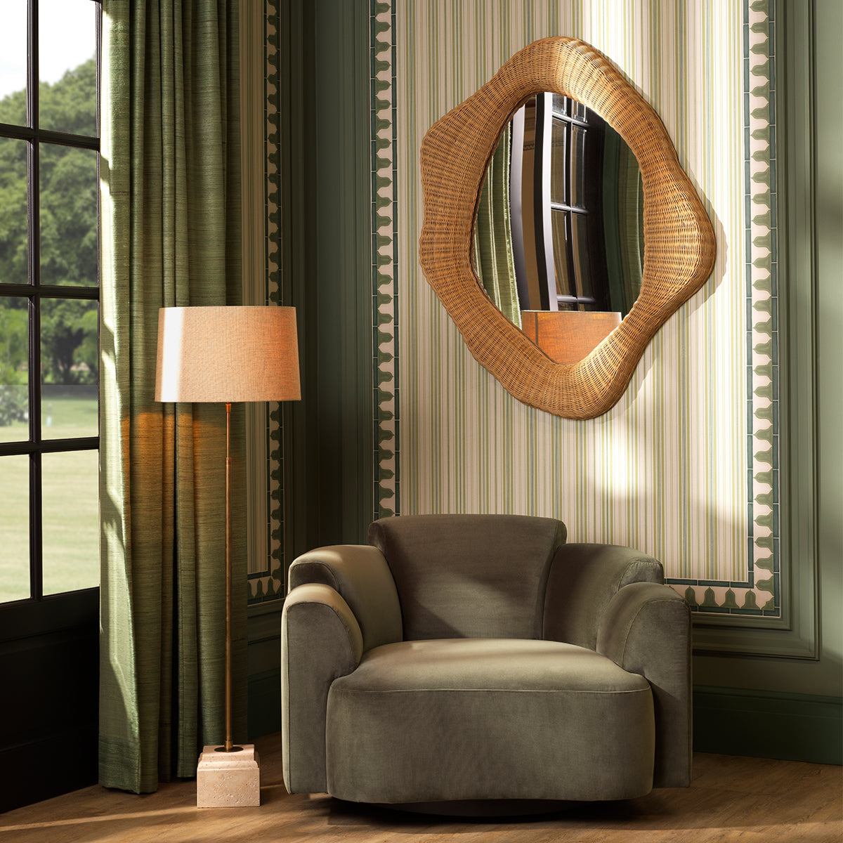 Green Velvet Swivel Chair Marbella