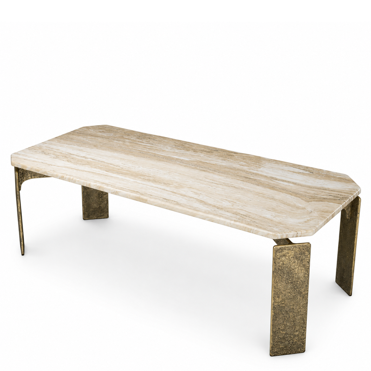 Rectangle Marble Brass Dining Table Bodega