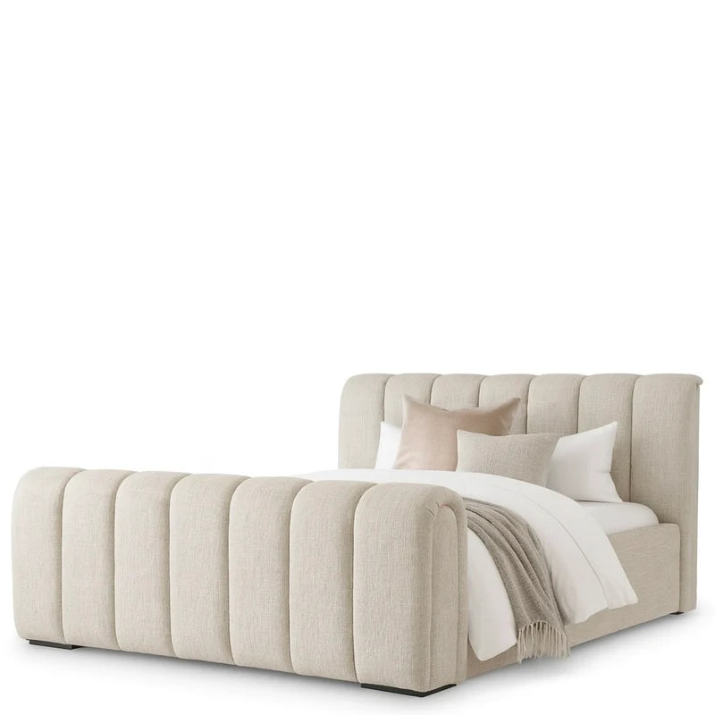 Beige Upholstered Bed Frame Kayden