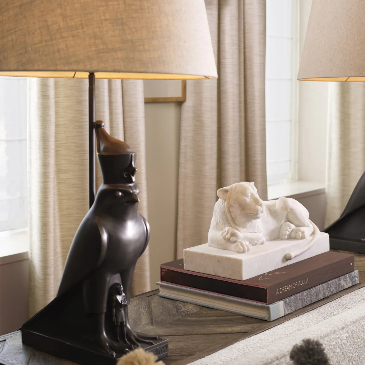 White Marble Sculpture Reclining Lion | Eichholtz Miami