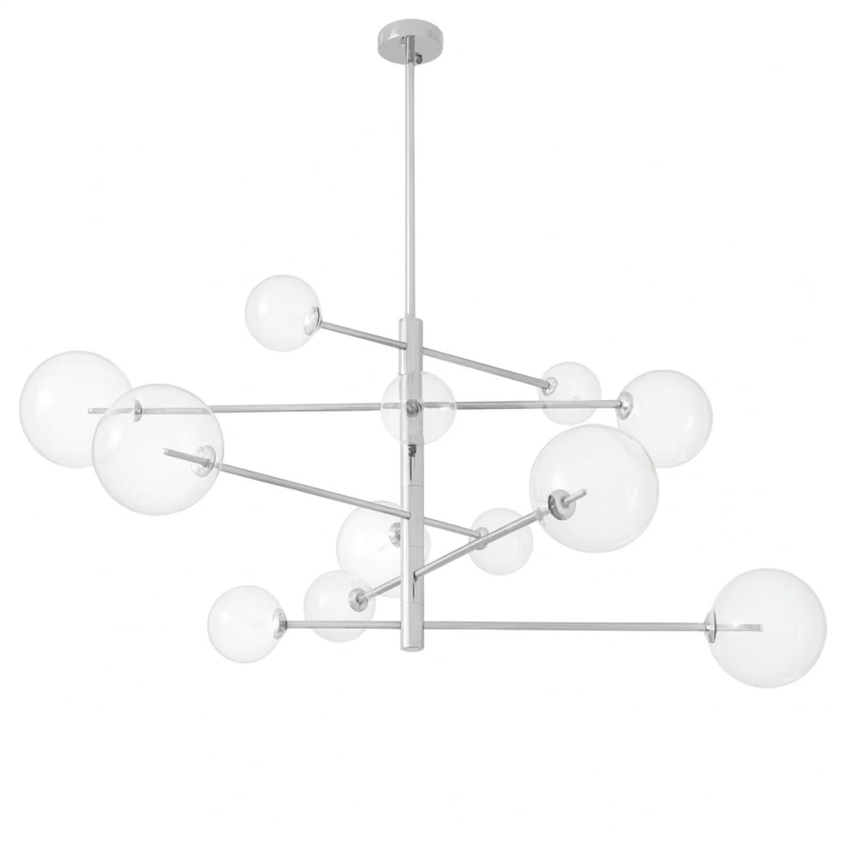 Clear Glass Chandelier Argento L